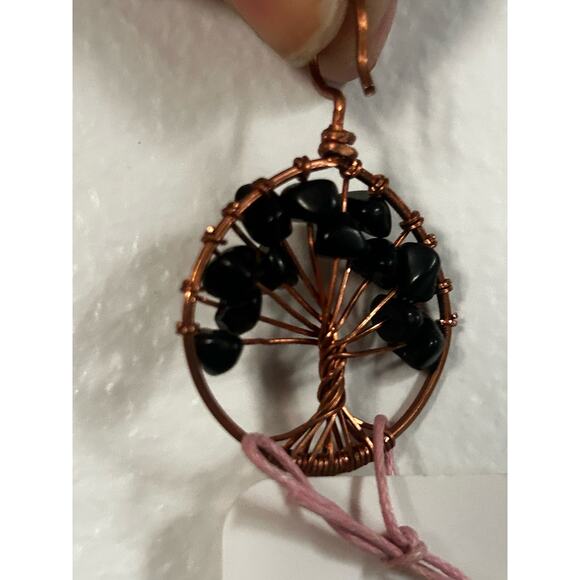 Handmade Copper and Serpentine Crystal Tree of life 3.5x2” Wall Decor - Picture 5 of 5